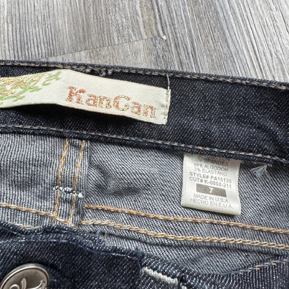 KanCan Women's 7 Dark Wash Flare Leg Jeans READ has flaw - Picture 4 of 6